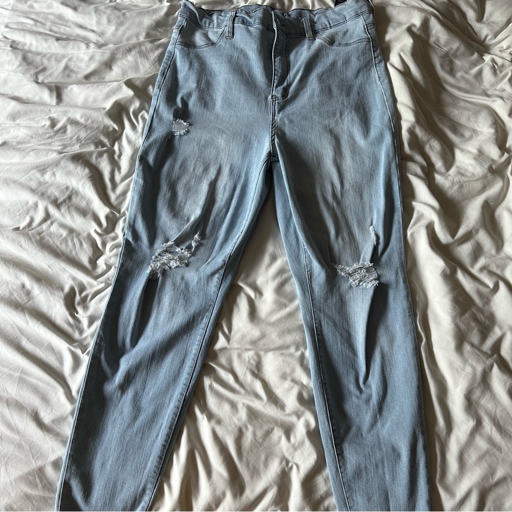 Blue Skinny Ripped Jeans